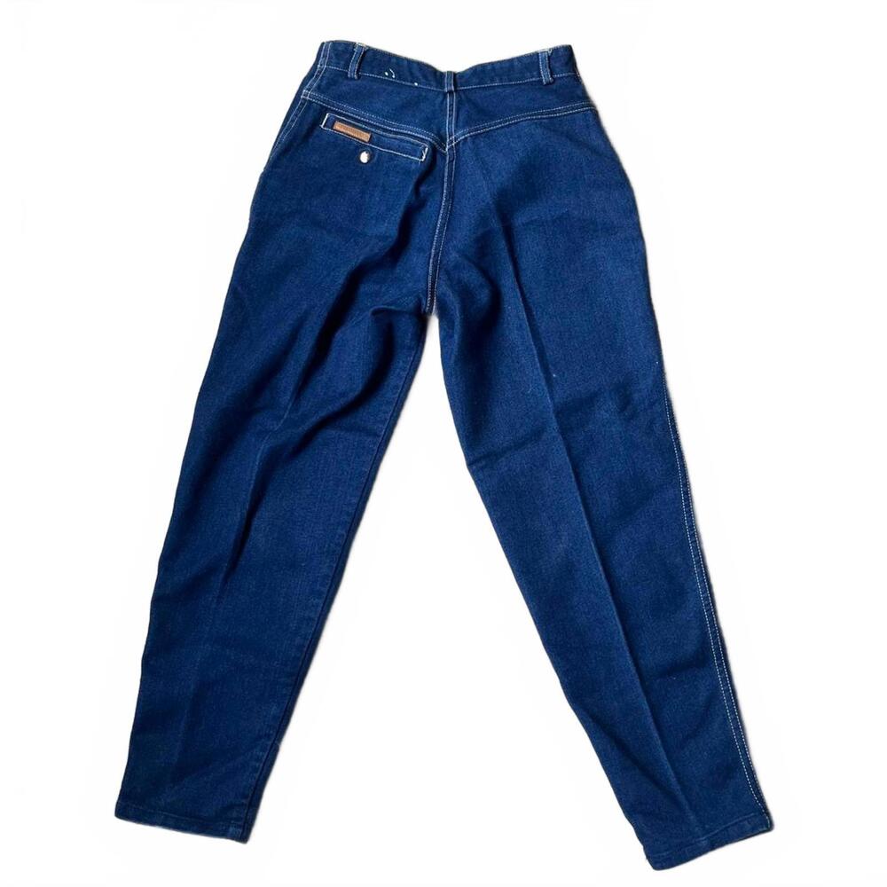 Vintage High-Waisted Dark Blue Denim Jeans - Picture 3 of 7